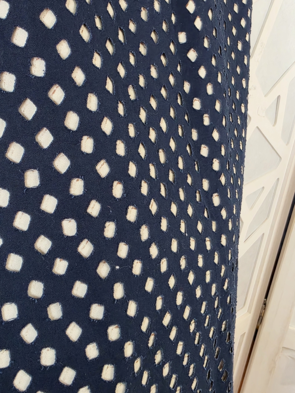 Prada Navy A-Line Skirt with Cream Dot Pattern - Picture 2 of 9